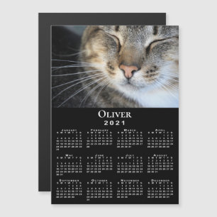 Custom Pet Photo and Name 2021 Calendar on Black