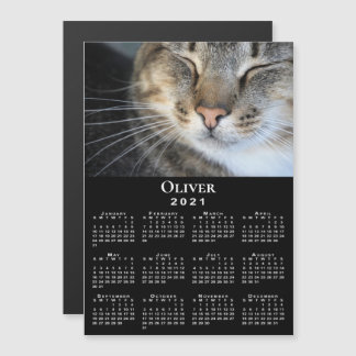 Custom Pet Photo and Name 2021 Calendar on Black