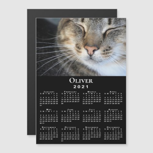Custom Pet Photo and Name 2021 Calendar on Black