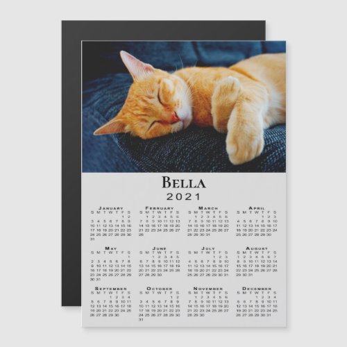 Custom Pet Photo and Name 2021 Calendar on Gray