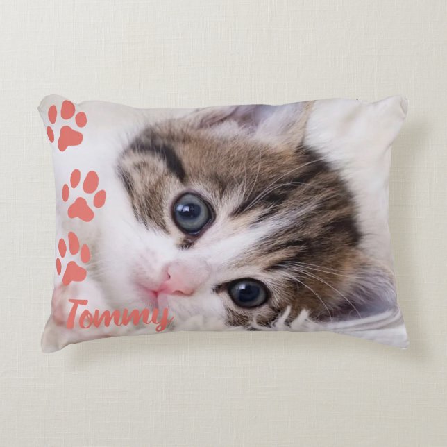 Custom Pet Photo and Name  Accent Pillow (Front)