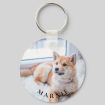 Custom Pet Photo and Name Double Sided Keychain