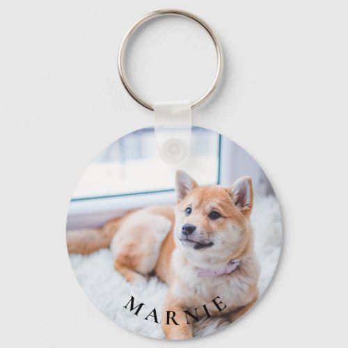 Custom Pet Photo and Name Double Sided Keychain
