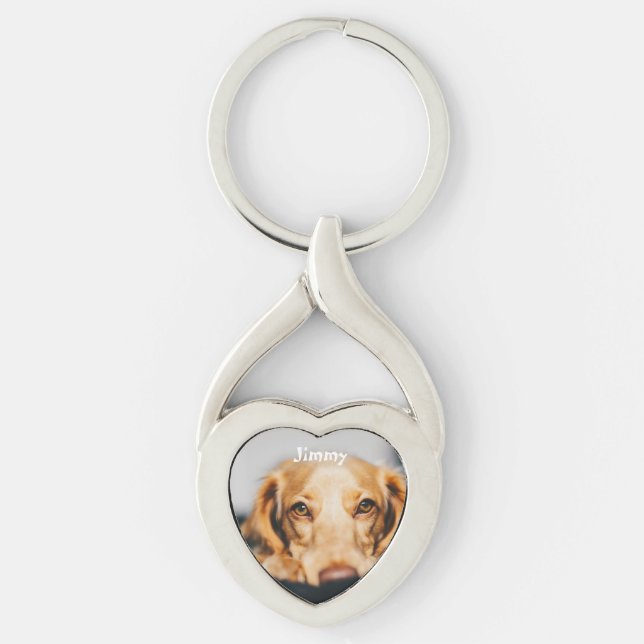 Custom pet photo and name keychain (Front)