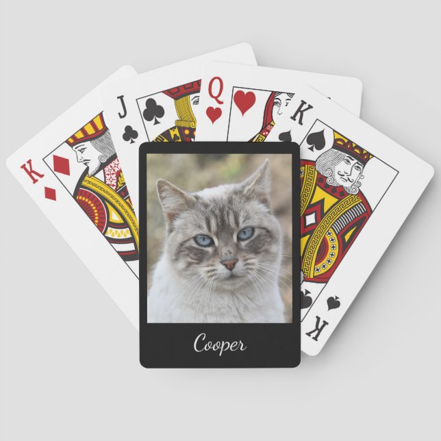 Custom Pet Photo and Name Script Poker Cards (Back)