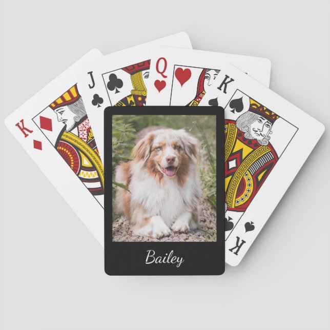 Custom Pet Photo and Name Script Poker Cards (Back)