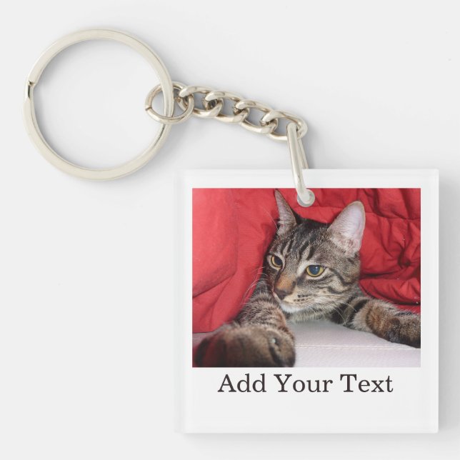 Custom Pet Photo And Optional Text Personalized Keychain (Front)