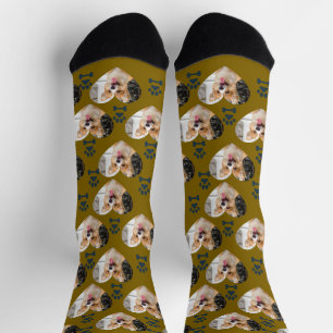 Custom Pet Photo and Paw Prints Socks