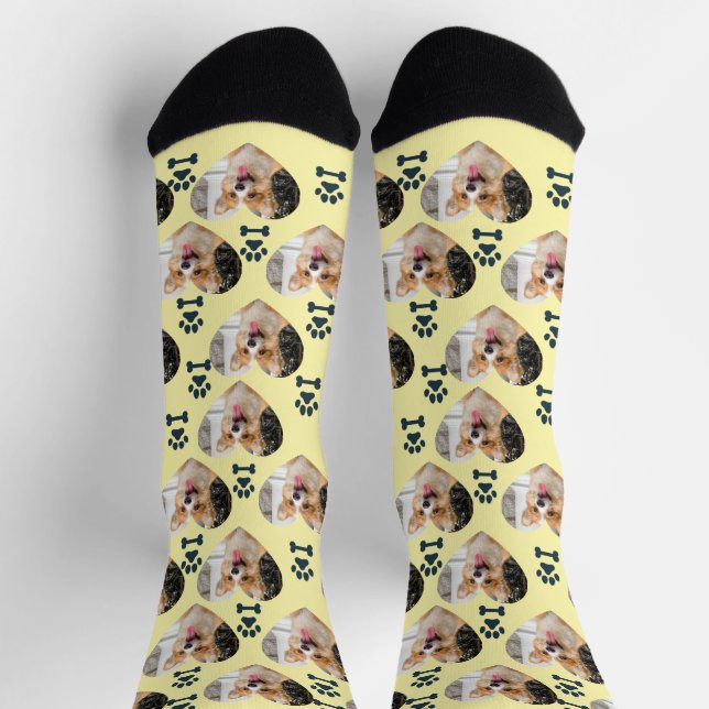 Custom Pet Photo and  Paw Prints Socks (Top)