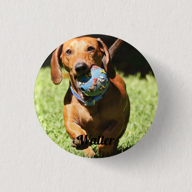 Custom Pet Photo and Text   Button (Front)