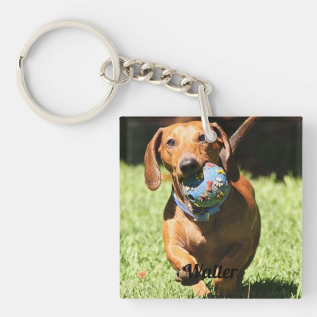 Custom Pet Photo and Text   Keychain (Front)