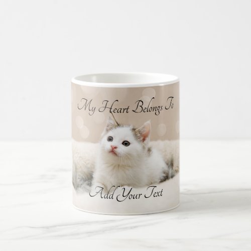 Custom Pet Photo and Text My Heart Belongs To Coffee Mug