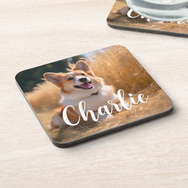 Custom Pet Photo Beverage Coaster (Left Side)