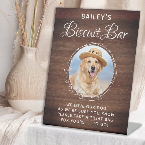 Custom Pet Photo Biscuit Dog Treat Wedding Favor Pedestal Sign
