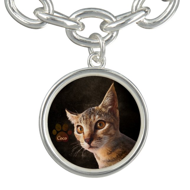 Custom Pet Photo Cat Dog with Name Template Bracelet (Design)