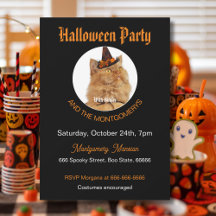 Custom Pet Photo Cat Lover Orange Black Halloween