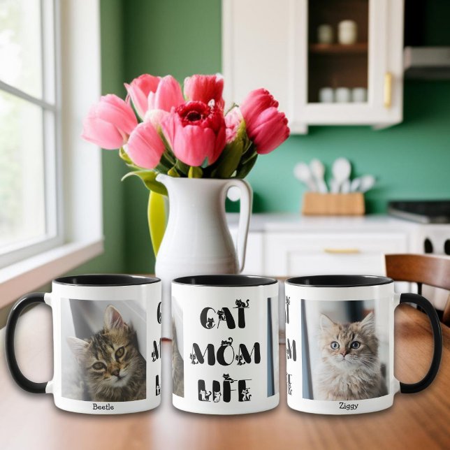 Custom Pet Photo Cat Mom Life Cute Mother's Day  Mug (Creator Uploaded)