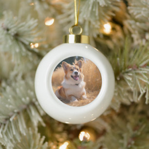 Custom Pet Photo Ceramic Ball Christmas Ornament