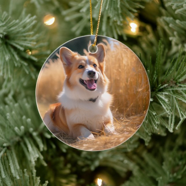 Custom Pet Photo Ceramic Ornament (Tree)