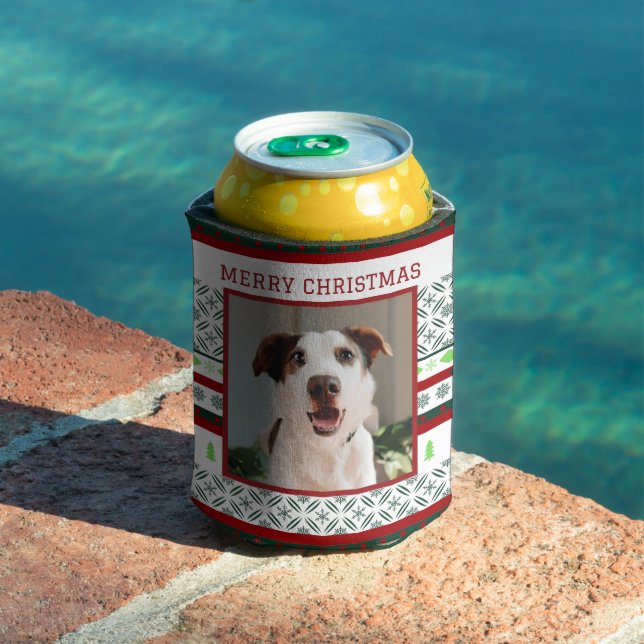 Custom Pet Photo Christmas Stubby Holder Can Cozy Cooler (In Situ Pool)