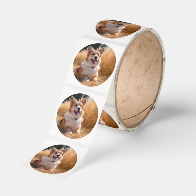 Custom Pet Photo Classic Round Sticker (Roll)