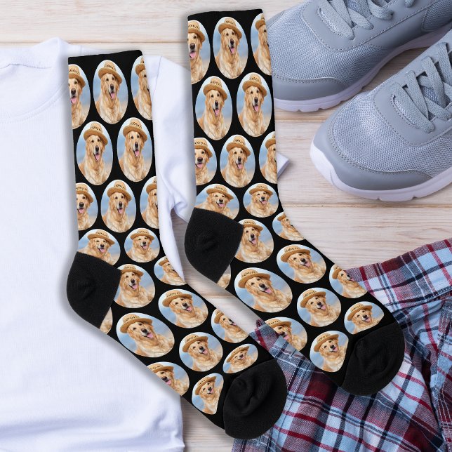 Custom Pet Photo Collage Cute Pattern Dog Crew  Socks (Creator Uploaded)