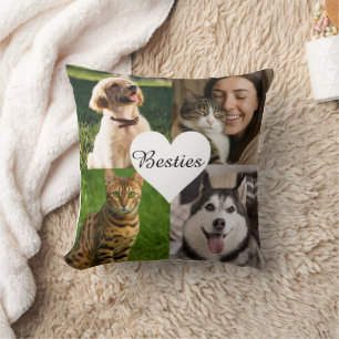 Custom Pet Photo Collage Gift For Pet Lovers Throw Pillow