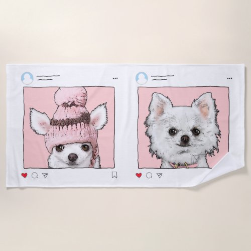 Custom Pet Photo Collage Instagram Beach Towel