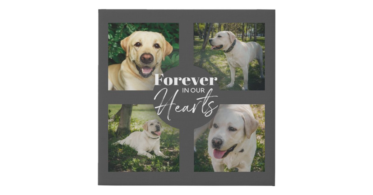Custom Pet Photo Collage Memorial Keepsake Faux Canvas Print | Zazzle