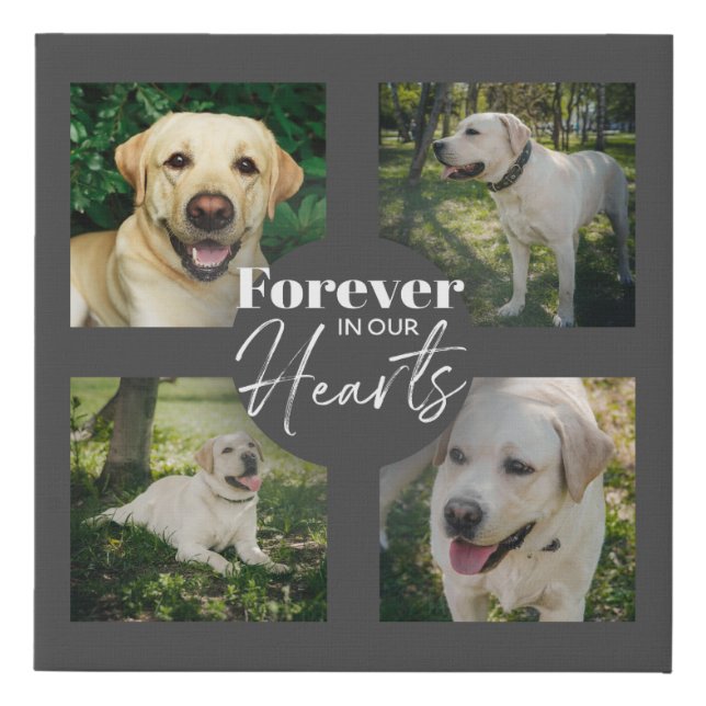 Custom Pet Photo Collage Memorial Keepsake Faux Canvas Print (Front)
