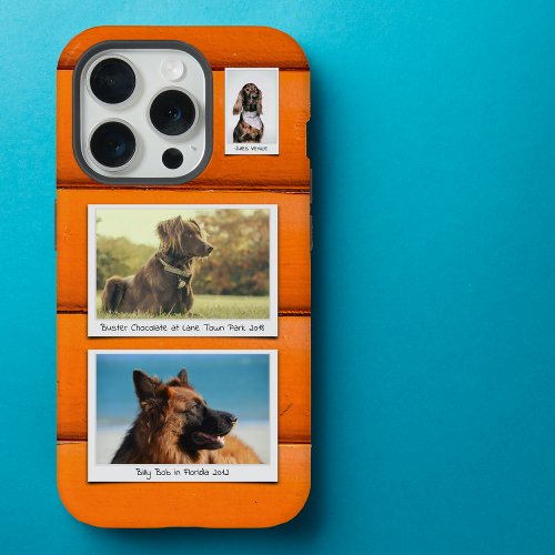 Custom Pet Photo Collage Orange iPhone 15 Pro Case