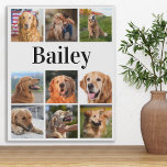 Custom Pet Photo Collage Personalized Dog Lover  Faux Canvas Print<br><div class="desc">Celebrate your best friend with a custom pet photo collage canvas print. Whether you have a new puppy, or to memorialize all the special moments thru each year, every pet deserves a personalized pet photo canvas ! Our dog photo canvas has 9 photos, bold monogram name to personalize .See 'personalize...</div>