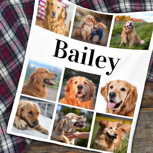 Custom Pet Photo Collage Personalized Dog Lover Fleece Blanket