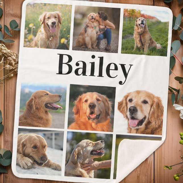 Custom Pet Photo Collage Personalized Dog Lover Sherpa Blanket (Creator Uploaded)