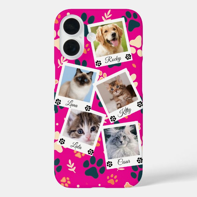 Custom Pet Photo Collage Phone Case with Names  (Back)