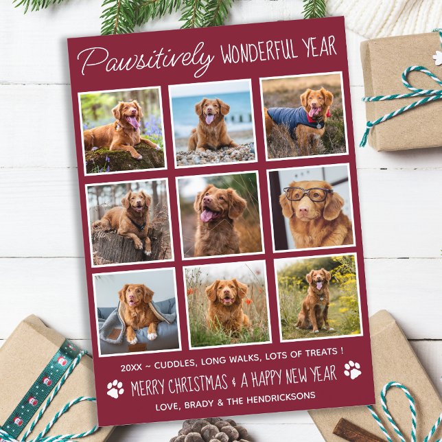 Custom Pet Photo Collage Year In Review Christmas Holiday Card (Creator Uploaded)