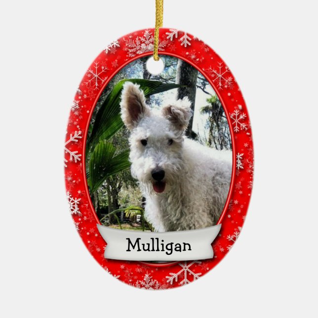 Custom Pet Photo • Commemorative Dated (2 Sided) Ceramic Ornament (Front)