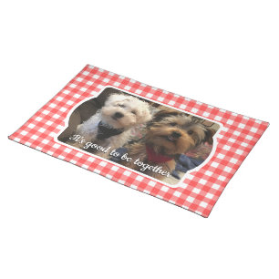 Custom Pet Photo Country Red Buffalo Check Plaid Cloth Placemat