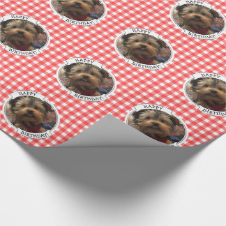 Custom Pet Photo Country Red Buffalo Check Plaid Wrapping Paper