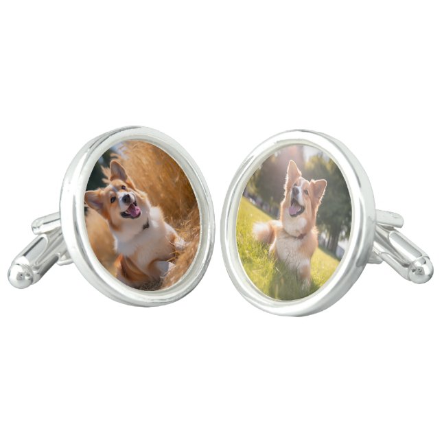 Custom Pet Photo Cufflinks (Angled)