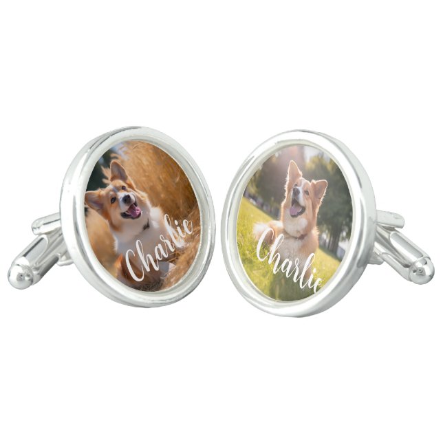 Custom Pet Photo Cufflinks (Angled)