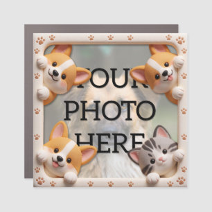 Custom Pet Photo Cute Dog Cat Paw Print Car Magnet