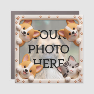 Custom Pet Photo Cute Dog Cat Paw Print Car Magnet