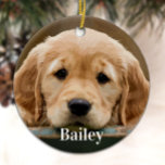 Custom Pet Photo Dog Lover Keepsake Ceramic Ornament<br><div class="desc">Celebrate your best friend with a personalized photo memorial or keepsake . Customize with your own photo, and name. Customize with favorite dog or cat's photos, and name . Ornament is double sided, same photo each side. Personalize name on the front, and year on the back. COPYRIGHT © 2020 Judy...</div>