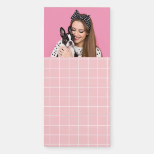 Custom Pet Photo Dog Lover Pink Graph Paper Magnetic Notepad