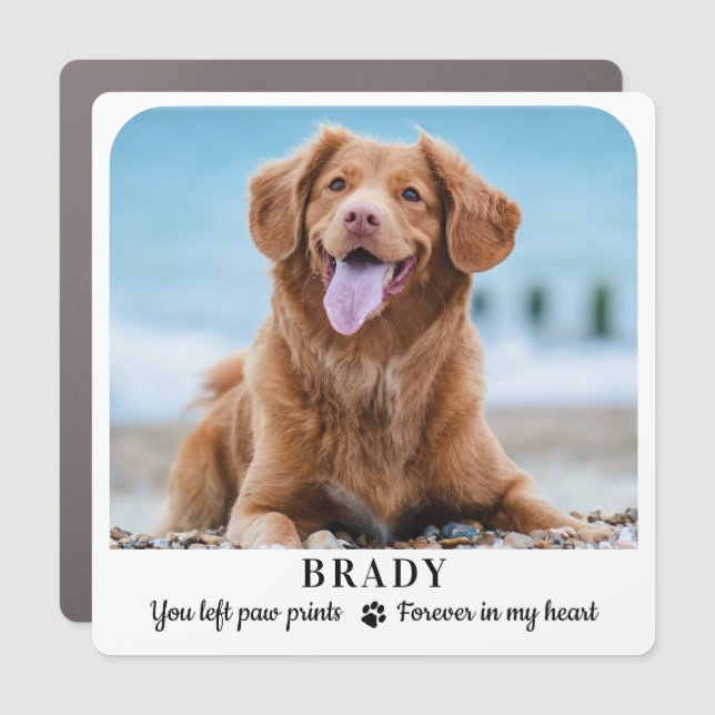 Custom Pet Photo Dog Memorial Paw Prints Car Magnet (Front)