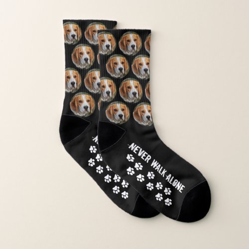 Custom Pet Photo Dog Never Walk Alone Socks