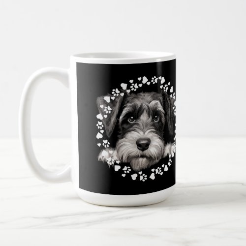 Custom Pet Photo Dog Paw Prints in Hearts Frame Coffee Mug