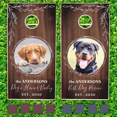 Custom Pet Photo Dog Personalized Rustic Wedding  Cornhole Set