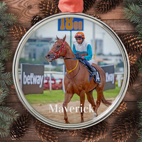 Custom Pet Photo Equestrian Horse Lover  Metal Ornament